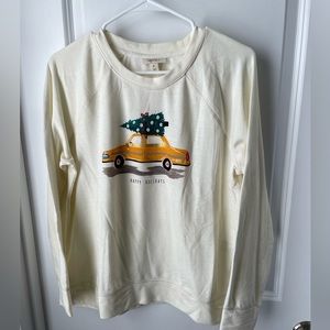 Style & Co Happy Holidays Cream Sweatshirt- NWT